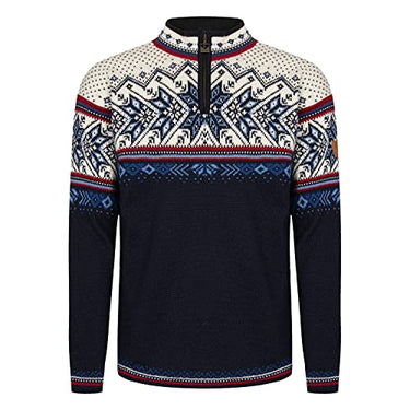 Dale of Norway Erwachsene Pullover Vail, Midnight Navy/Red Rose/Off White/Indige China Blue, M, 90331-C im Sale
